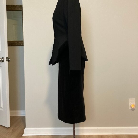 Parisian Evelyn Mandel Peplum Jacket with Velvet Collar & Velveteen Skirt Sz 6 - Picture 6 of 16